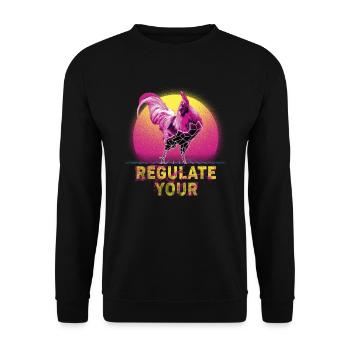 Regulate Your Cock Rooster Pro Choice Feminist - Unisex Pullover - Schwarz - Vorne - Alina (178cm) & Michal (187cm)
