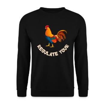 Regulate Your Cock Rooster Pro Choice Feminist - Unisex Pullover - Schwarz - Vorne - Alina (178cm) & Michal (187cm)