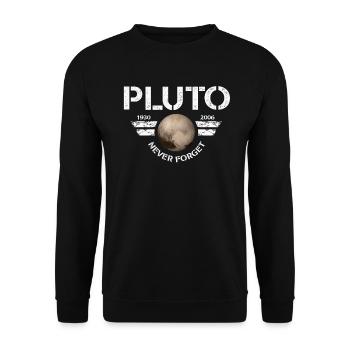 Never Forget Pluto Design Retro Style Funny Space - Unisex Sweatshirt - black - Front - Alina (178cm) & Michal (187cm)