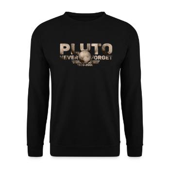 Never Forget Pluto Design Retro Style Funny Space - Unisex Sweatshirt - black - Front - Alina (178cm) & Michal (187cm)