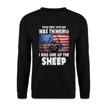Your first Mistake was thinking I was a Sheep - Unisex Sweatshirt - black - Front - Alina (178cm) & Michal (187cm)