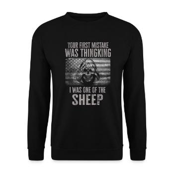 Your first Mistake was thinking I was a Sheep - Unisex Sweatshirt - black - Front - Alina (178cm) & Michal (187cm)