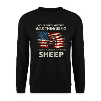 Your first Mistake was thinking I was a Sheep - Unisex Sweatshirt - black - Front - Alina (178cm) & Michal (187cm)