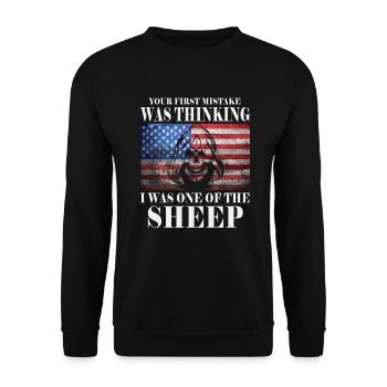 Your first Mistake was thinking I was a Sheep - Unisex Sweatshirt - black - Front - Alina (178cm) & Michal (187cm)