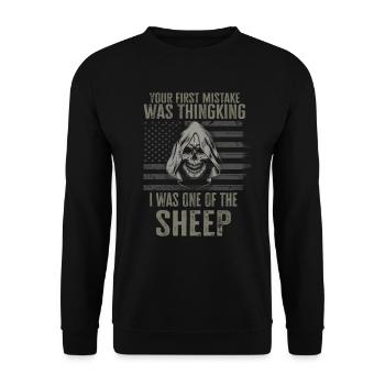 Your first Mistake was thinking I was a Sheep - Unisex Sweatshirt - black - Front - Alina (178cm) & Michal (187cm)