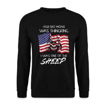 Your first Mistake was thinking I was a Sheep - Unisex Sweatshirt - black - Front - Alina (178cm) & Michal (187cm)