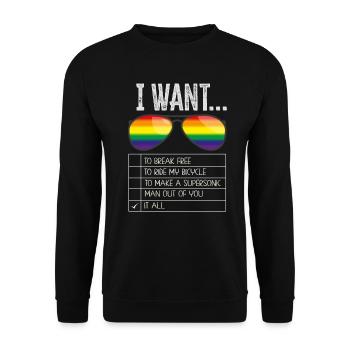 I Want To Break Free Ride My Bicycle - Unisex Pullover - Schwarz - Vorne - Alina (178cm) & Michal (187cm)