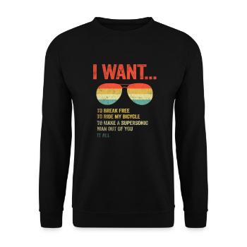 I Want To Break Free Ride My Bicycle - Unisex Sweatshirt - black - Front - Alina (178cm) & Michal (187cm)