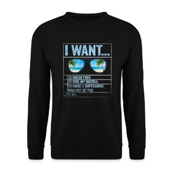 I Want To Break Free Ride My Bicycle - Unisex Pullover - Schwarz - Vorne - Alina (178cm) & Michal (187cm)