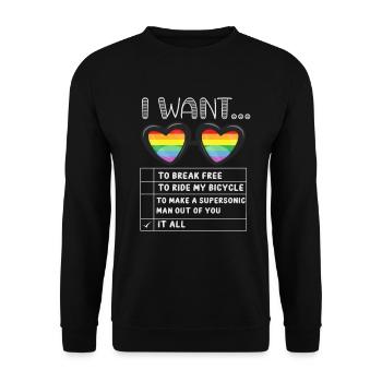 I Want To Break Free Ride My Bicycle - Unisex Pullover - Schwarz - Vorne - Alina (178cm) & Michal (187cm)