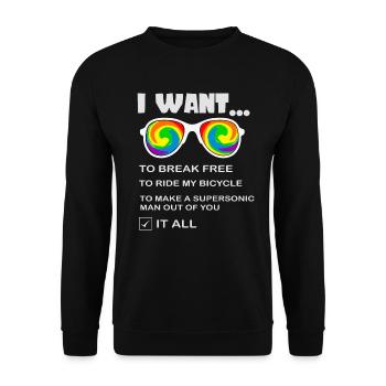 I Want To Break Free Ride My Bicycle - Unisex Pullover - Schwarz - Vorne - Alina (178cm) & Michal (187cm)