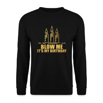 Blow Me Its My Birthday - Unisex Pullover - Schwarz - Vorne - Alina (178cm) & Michal (187cm)