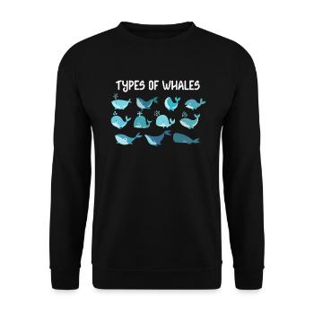 Types of Whales Whale Lovers Whales Species - Unisex Pullover - Schwarz - Vorne - Alina (178cm) & Michal (187cm)