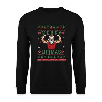 Merry Liftmas - Christmas Bodybuilder Gym Workout - Unisex Pullover - Schwarz - Vorne - Alina (178cm) & Michal (187cm)