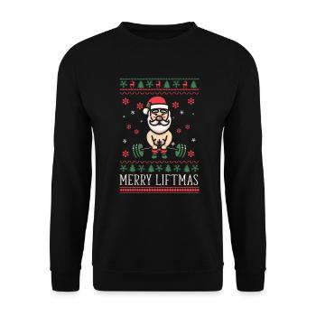 Merry Liftmas - Christmas Bodybuilder Gym Workout - Unisex Sweatshirt - black - Front - Alina (178cm) & Michal (187cm)