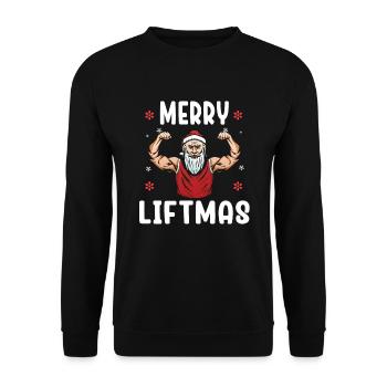 Merry Liftmas - Christmas Bodybuilder Gym Workout - Unisex Pullover - Schwarz - Vorne - Alina (178cm) & Michal (187cm)