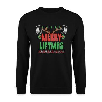 Merry Liftmas - Christmas Bodybuilder Gym Workout - Unisex Sweatshirt - black - Front - Alina (178cm) & Michal (187cm)