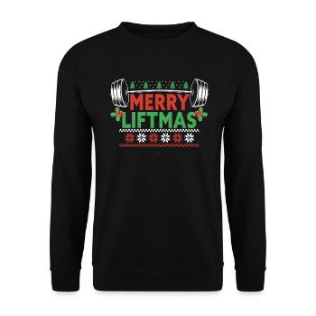 Merry Liftmas - Christmas Bodybuilder Gym Workout - Unisex Sweatshirt - black - Front - Alina (178cm) & Michal (187cm)