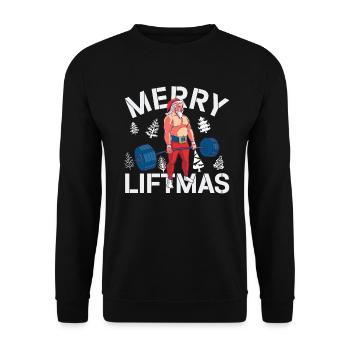 Merry Liftmas - Christmas Bodybuilder Gym Workout - Unisex Pullover - Schwarz - Vorne - Alina (178cm) & Michal (187cm)