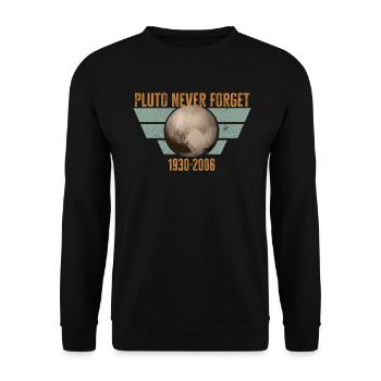 Never Forget Pluto Design Retro Style Funny Space - Unisex Pullover - Schwarz - Vorne - Alina (178cm) & Michal (187cm)
