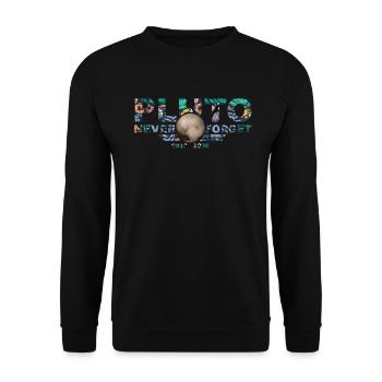 Never Forget Pluto Design Retro Style Funny Space - Unisex Pullover - Schwarz - Vorne - Alina (178cm) & Michal (187cm)