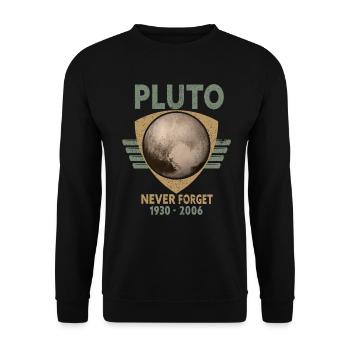 Never Forget Pluto Design Retro Style Funny Space - Unisex Sweatshirt - black - Front - Alina (178cm) & Michal (187cm)