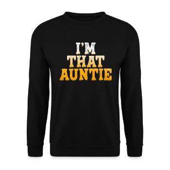 I am That Auntie - Unisex Pullover - Schwarz - Vorne - Alina (178cm) & Michal (187cm)