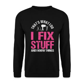C’est ce que je fais, je répare des choses et je sais des choses - Sweat-shirt Unisexe - noir - Devant - Alina (178cm) & Michal (187cm)