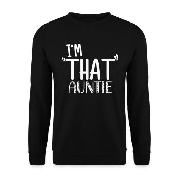 I am That Auntie - Unisex Pullover - Schwarz - Vorne - Alina (178cm) & Michal (187cm)