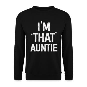 I am That Auntie - Unisex Pullover - Schwarz - Vorne - Alina (178cm) & Michal (187cm)