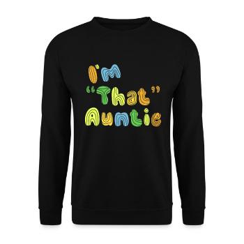 I am That Auntie - Unisex Pullover - Schwarz - Vorne - Alina (178cm) & Michal (187cm)