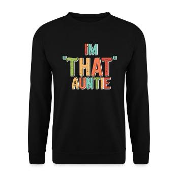 I am That Auntie - Unisex Pullover - Schwarz - Vorne - Alina (178cm) & Michal (187cm)