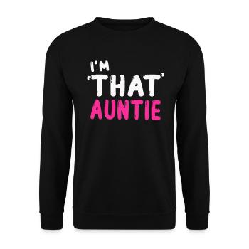 I am That Auntie - Unisex Pullover - Schwarz - Vorne - Alina (178cm) & Michal (187cm)