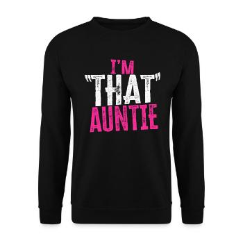 I am That Auntie - Unisex Pullover - Schwarz - Vorne - Alina (178cm) & Michal (187cm)