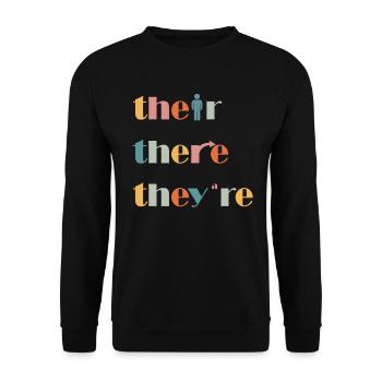 Leur là Ils sont professeur d’anglais Grammaire - Sweat-shirt Unisexe - noir - Devant - Alina (178cm) & Michal (187cm)