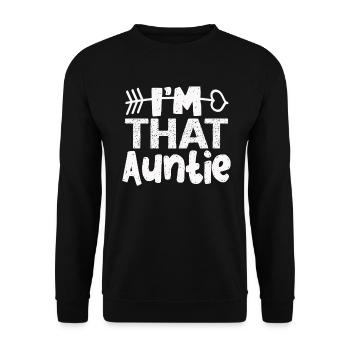 I am That Auntie - Unisex Pullover - Schwarz - Vorne - Alina (178cm) & Michal (187cm)