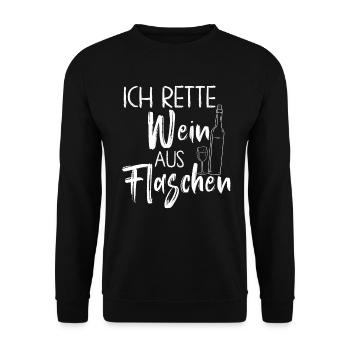 Ich Rette Wein Aus Flaschen - Unisex Pullover - Schwarz - Vorne - Alina (178cm) & Michal (187cm)