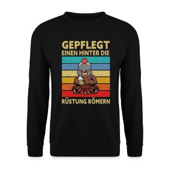 Gepflegt Einen Hinter Die Rüstung Römern Party - Unisex Pullover - Schwarz - Vorne - Alina (178cm) & Michal (187cm)