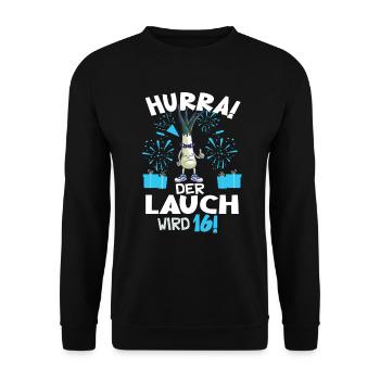 Hurra! Der Lauch Wird 16! Teenager Endlich - Unisex Pullover - Schwarz - Vorne - Alina (178cm) & Michal (187cm)