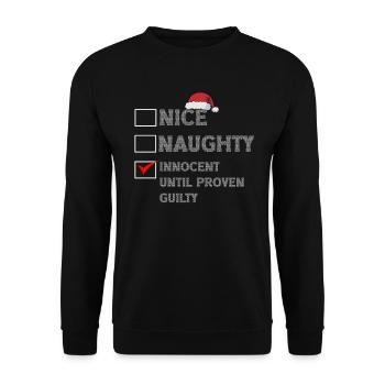 Nice Naughty Innocent Until Proven Guilty - Unisex Sweatshirt - black - Front - Alina (178cm) & Michal (187cm)