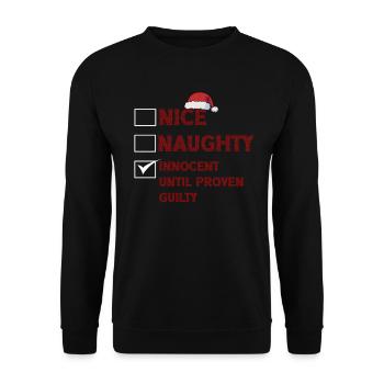 Nice Naughty Innocent Until Proven Guilty - Unisex Pullover - Schwarz - Vorne - Alina (178cm) & Michal (187cm)