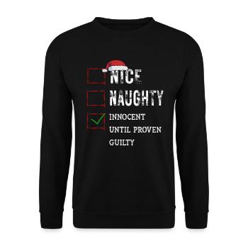 Nice Naughty Innocent Until Proven Guilty - Unisex Sweatshirt - black - Front - Alina (178cm) & Michal (187cm)