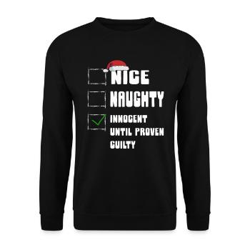 Nice Naughty Innocent Until Proven Guilty - Unisex Sweatshirt - black - Front - Alina (178cm) & Michal (187cm)