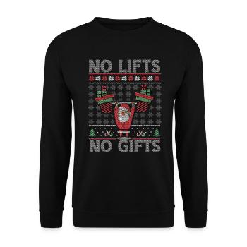 No Lifts No Gifts Christmas Gym Ugly Santa - Unisex Pullover - Schwarz - Vorne - Alina (178cm) & Michal (187cm)