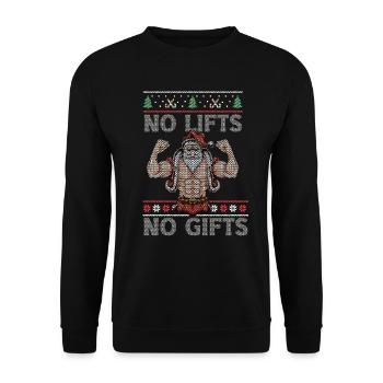 No Lifts No Gifts Christmas Gym Ugly Santa - Unisex Sweatshirt - black - Front - Alina (178cm) & Michal (187cm)