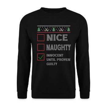 Nice Naughty Innocent Until Proven Guilty - Unisex Sweatshirt - black - Front - Alina (178cm) & Michal (187cm)