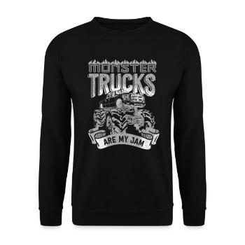 Les Monster Trucks sont ma jam vintage rétro - Sweat-shirt Unisexe - noir - Devant - Alina (178cm) & Michal (187cm)