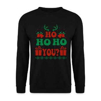 Ho Ho Ho You? Ugly Christmas Sweater Holiday Xmas - Unisex Pullover - Schwarz - Vorne - Alina (178cm) & Michal (187cm)