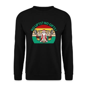 No Lifts No Gifts Christmas Gym Ugly Santa - Unisex Pullover - Schwarz - Vorne - Alina (178cm) & Michal (187cm)