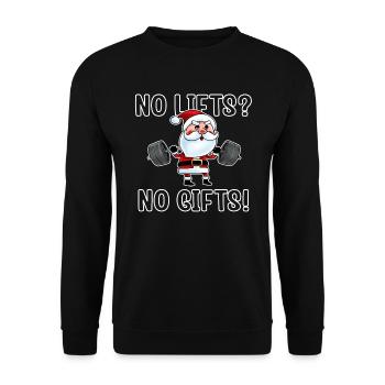 No Lifts No Gifts Christmas Gym Ugly Santa - Unisex Pullover - Schwarz - Vorne - Alina (178cm) & Michal (187cm)